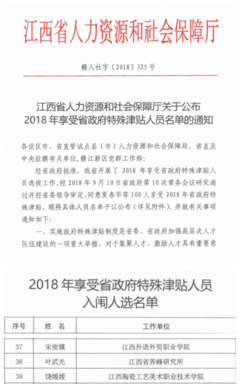 江西外語(yǔ)外貿(mào)職業(yè)學(xué)院宋俊驥教授入選2018年享受省政府特殊津貼專家